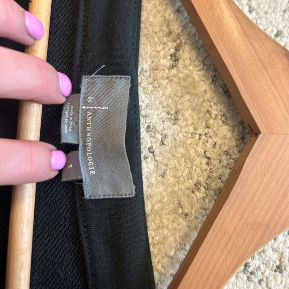 Anthropologie size S Black Top with Faux Leather Detail- GUC black cotton fades - Picture 11 of 12